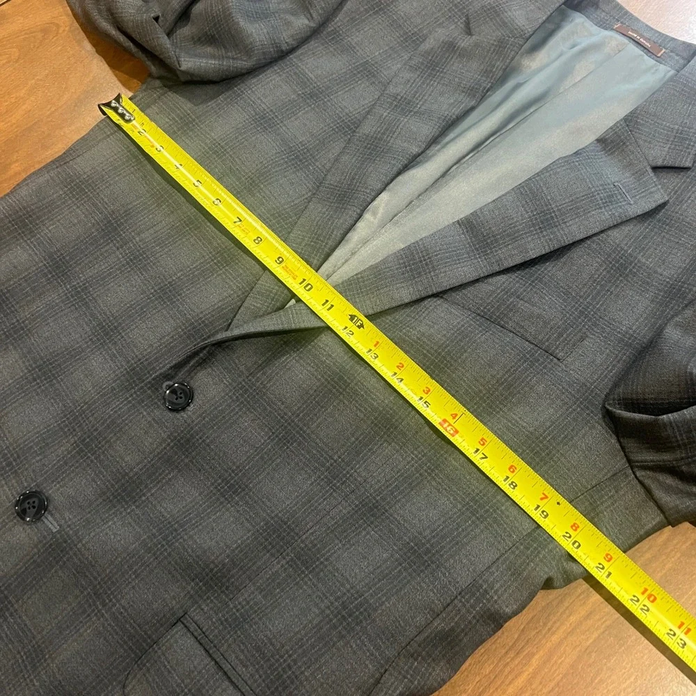 Peter Millar Mens 42T Grey Plaid Windowpane 100% Wool 2-Button Blazer Sport Coat